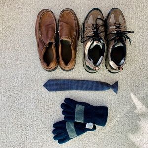 Fila Sneakers, Izod Shoes, Clip on Tie & Gloves